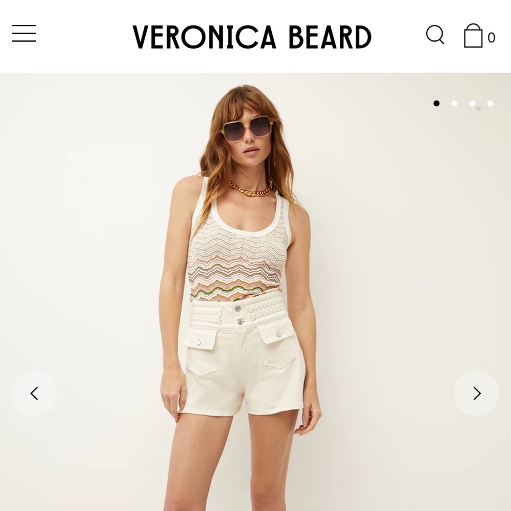 Veronica Beard 2024 sold out ecru-colored denim shorts.